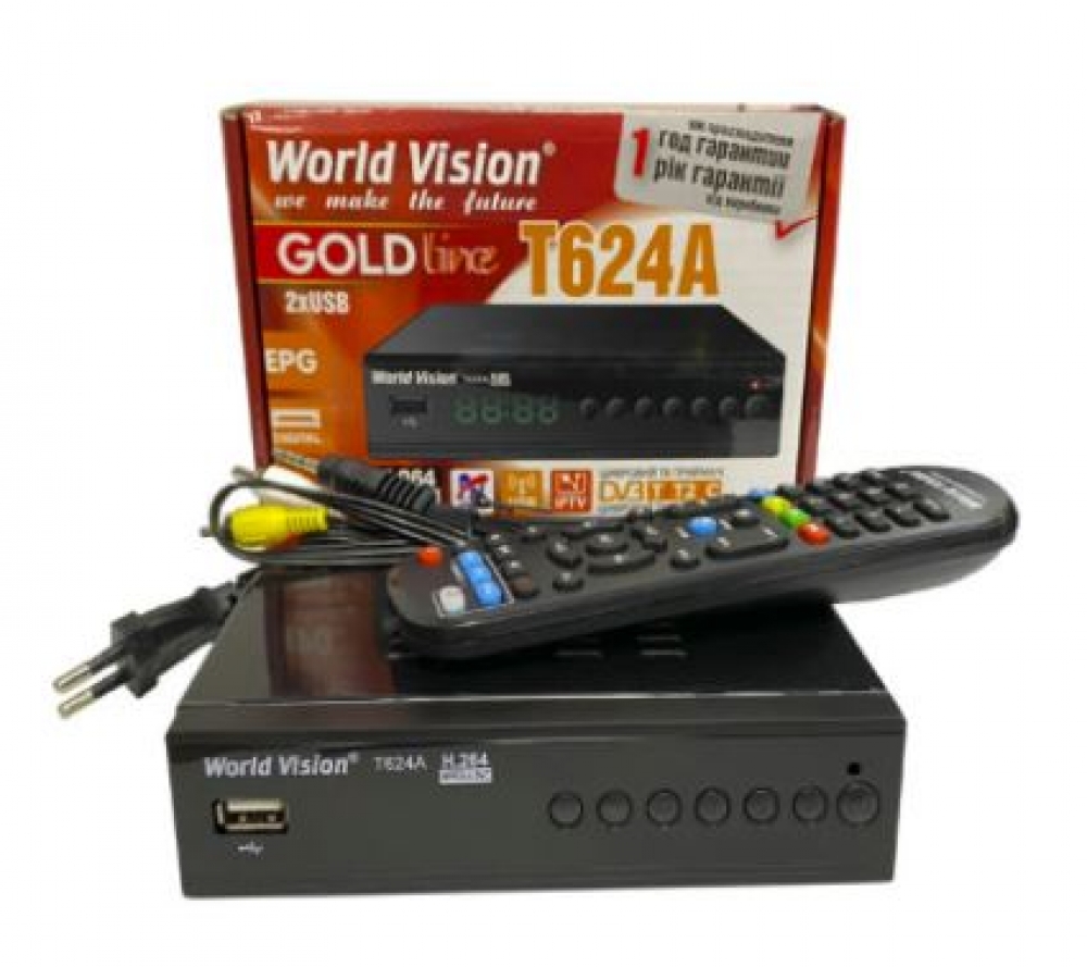 Цифровой ресивер DVBT-2 World Vision T624A с обучаемым пультом ДУ